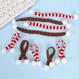 Mini Christmas Hair Cap & Scarf Set with Color Balls Free Size/Red and White Scarf (15cm*1.5cm) 100ea