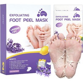 2 Pares de Mascarilla Exfoliante de Pies Eliminar la Piel Muerta, Máscara de Pie, Exfoliating Foot Mask and Hydrating Foot Peel Mask para Eliminar Callos, Esencia de Lavanda Cuidado de Los Pies Calcetines