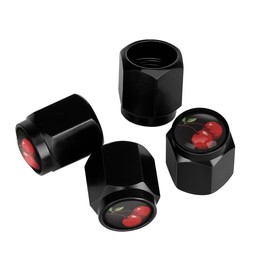 Muishi Lovely Sweet Cherry Tire Valve Stem Caps, Aluminum Black Stem Tire Valve Caps Universal Stem Covers for Cars, SUVs, Trucks, Bikes, Motorcycles, Bicycles (4 Pack)