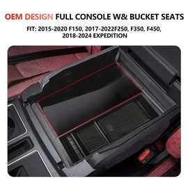 AZGaea Compatible with 2015-2020 Ford F150 Center Console Organizer, Armrest Insert Storage Accessories OEM Fit for 2015-2020 F150, 2017-2022 F250, F350, F450, 2018-2024 Expedition, Bucket Seats Black