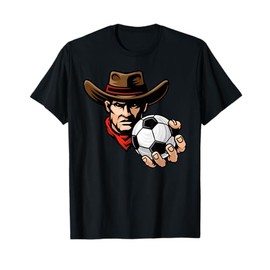 Cowboy Soccer Football Ball Cartoon Character T-Shirt