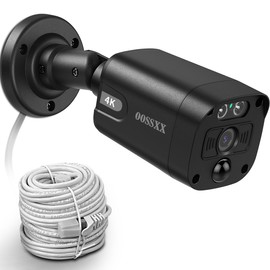 OOSSXX Black Extend Camera 4K POE 4K PIR POE Extend Camera Outdoor Indoor Video Surveillance Security Waterproof Wired POE Camera, Home IP 4K 8MP Camera