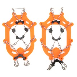 1 Pair 8 Teeth Crampons AntiSlip Traction Ice Cleats Snow Ice Spikes Grips for Climbing(8 Teeth Stainless Steel AntiSlip Shoes Cover, L )