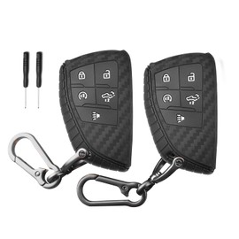 QBUC 2 Pcs Key Fob Cover for Chevy,5 Buttons Silicone for GMC Key Fob Cover,Fit for 2022 2023 2024 2025 Chevy Silverado 1500 GMC Sierra 1500, 2024 2025 Silverado Sierra 2500HD 3500HD with Keychain