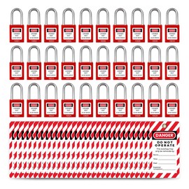 TAEGIQI Lockout Tagout Locks Set, Keyed Different 2 Keys Per Lock, OSHA Compliant Safety Padlocks, Red, 30 Pcs Safety Padlocks with Lock Out Tag Out Tags for Loto Kit Stations and Devices, G01Tags