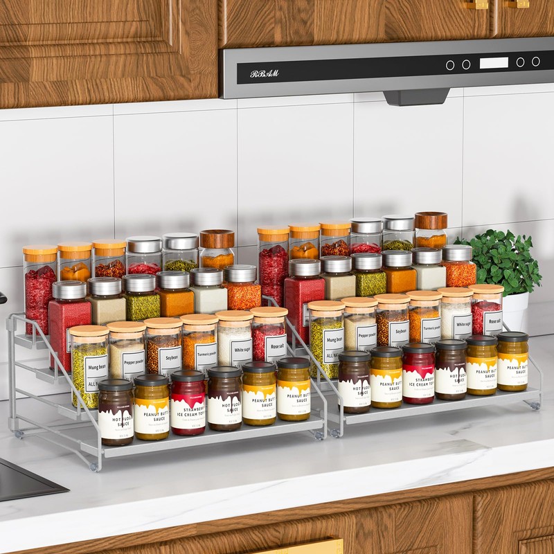 RCHYFEED 4 Tier Spice Rack Organizer, Spice Organization for Cabinet,Pantry,