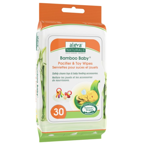Aleva Naturals Bamboo Baby Pacifier & Toy Wipes 30 Packs