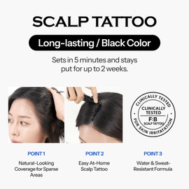 [Forbeaut] Scalp Tattoo – Black Hairline Filler for Thinning Spots & Parting Lines, Water & Sweat Resistant, Roller Type Dye, Natural Finish, 2-Week Lasting, Easy 5-Min Application, 15g