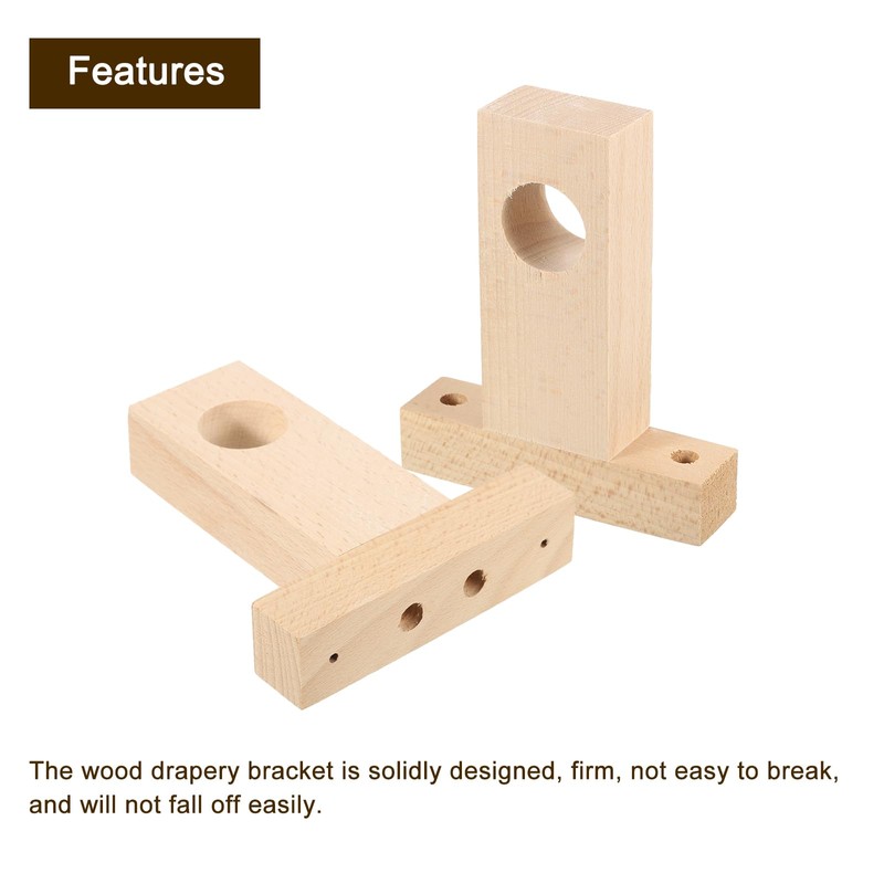 sourcing map 4Pcs Wood Rod Holders, Closet End Support Bracket