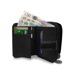 Quenchy London QL84M Women's Leather Wallet RFID Blocking Multiple Debit or Credit Card Slots and Zipped Pockets Coin Pocket Ql225qa Minimalist, Ql225qa, Minimalist