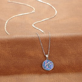KELITCH Opal Necklace for Women 925 Silver Chains Necklace Opal Dolphin Pendant, Opal