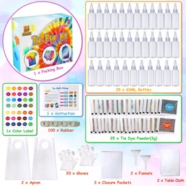 PATIFEED Tie Dye Kit for Kids, 35 Colors Tie-Dye Set, Tye Dye Kit for Clothes, Games & Activities, Ideal Art and Craft Kit for Kids and Adults