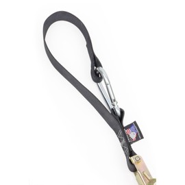 PowerTye 1.5in x 6.5ft Heavy-Duty Yellow-Zinc Ratchet Tie-Down Straps with Soft-Tye and Carabiner Hooks- 1,000 lb Working Load Limit / 3,000 lb Breaking Strength - Made in USA - Black/Black (Pair)