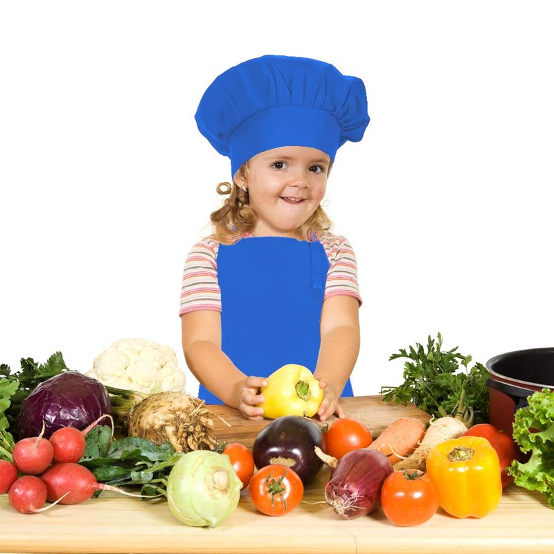 CRJHNS Kids Apron and Chef Hat Set, Adjustable Cotton Child