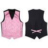 Enlision Men's Waistcoats Paisley Pink Wedding Waistcoat Tie Pocket Square