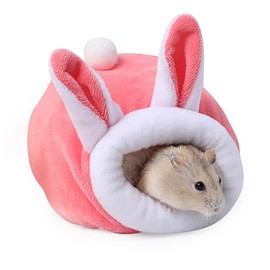 Tabanzhe 1psc Mini Hamster Bed Soft and Cozy Small Animal Bedding for Hamsters, Hedgehogs, Guinea Pigs - Winter Sleep Nest, Cotton Nesting Bag,Soft and Warm House(Pink)