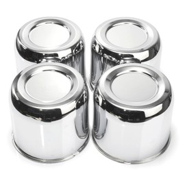 RTRHINOTUNING Set of 4 Push Through Center Caps 4.41" Chrome for Trailer Truck Wheel Rims Center Bore Large Vehicle 3.66" Tall