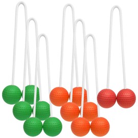 Qury 6 Pairs Golf Balls with 50cm Rope, Ladder Golfball,Golf Rack Ball for Throwing Games Can Be Used Indoors and Outdoors(Orange Green)