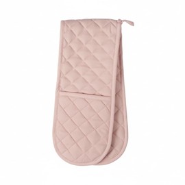Dexam Love Colour Double Oven Gauntlet, Blush, 100% Cotton, Quilted Diamond Pattern, Heat Resistant Kitchen Glove with Hanging Loop