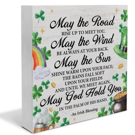 Irish Blessing Decor St. Patricks Day Decor, Rustic an Irish Blessing Wood Sign Home Tabletop Shelf Desk Decor, St Patricks Day Decorations, 5 X 5 Inches
