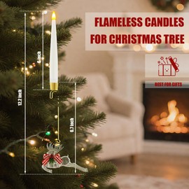 AFINETH Christmas Tree Candles with Remote, 6 Pack Battery Operated Christmas Candles, LED Candlesticks for Xmas Tree Decoration, Flickering Flameless Candle for New Year Home Party Decor, Reindeer