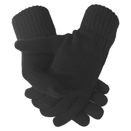 Ladies Super Soft Warm Fine Knit Thermal Winter Gloves (Black)