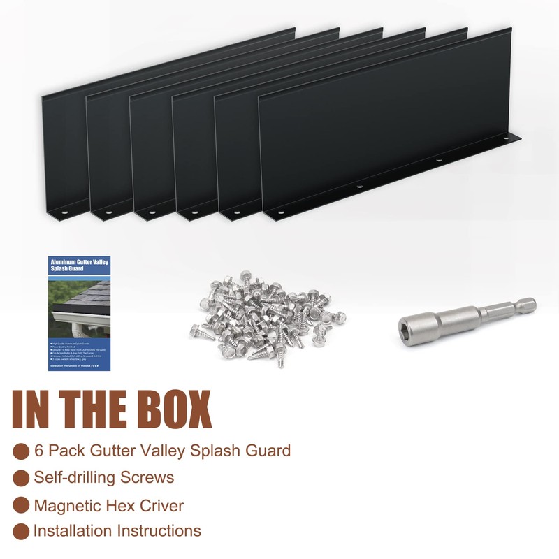 BJADE'S Gutter Valley Splash Guard,6 Pcs 10 x 4 Inch