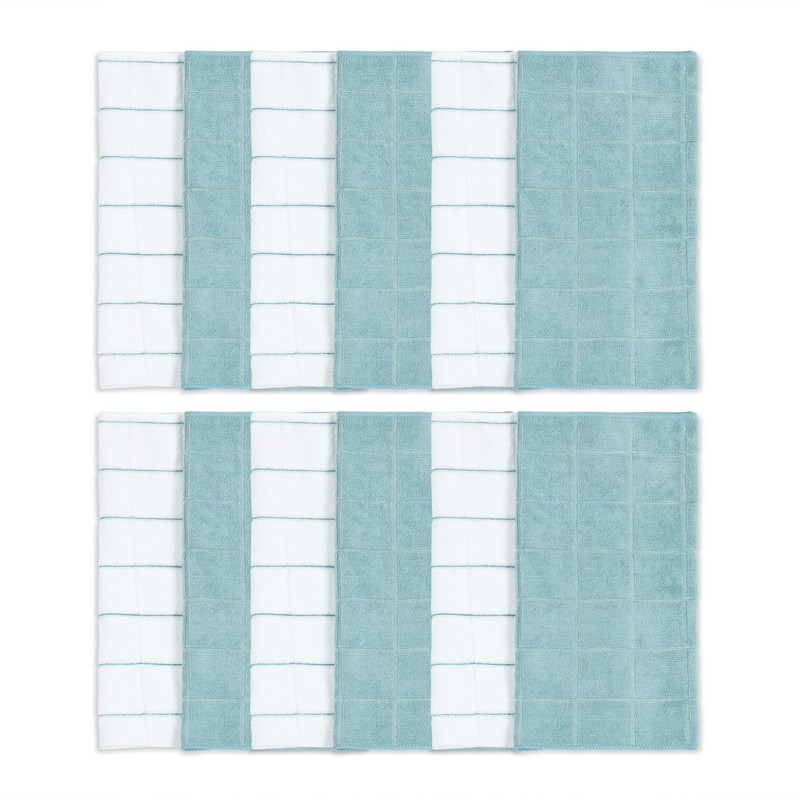 Simpli-Magic 79281 Microfiber Kitchen Towels, Topaz, 15"x25", 12 Pack