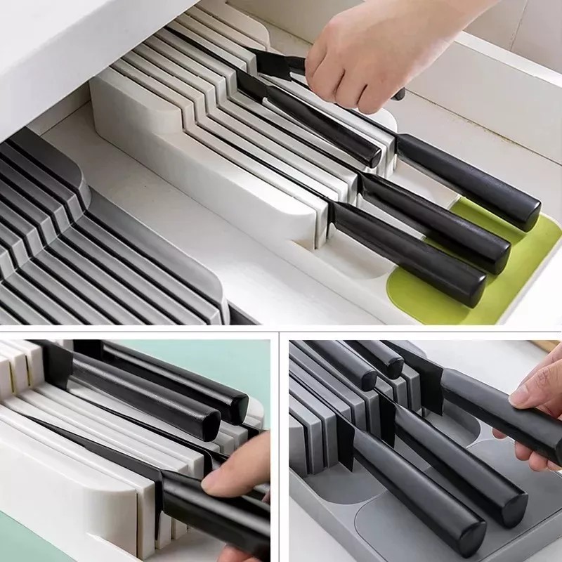 Luxury Organizador De Cuchillos Cajón 9 Cuchillos 2 Niveles Blanco