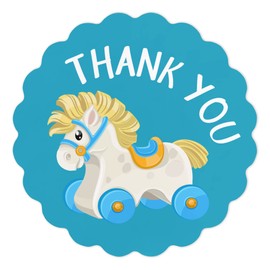 Inkdotpot Pack of 100, Gender Reveal Baby Shower Favors Stickers - Thank You Labels for Baby Shower 2 Inch Blue Baby Cot, Boy Theme Envelope Seal Stickers