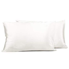 Fishers Finery 25mm 100% Pure Mulberry Silk Pillowcase Set, Good Housekeeping Winner (White, King 2 Pack)