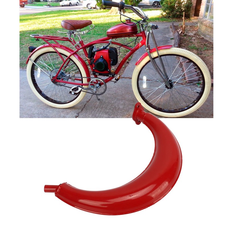 Exhaust Muffler Red Exhaust Silencer Pipe Half Moon Shape 40mm