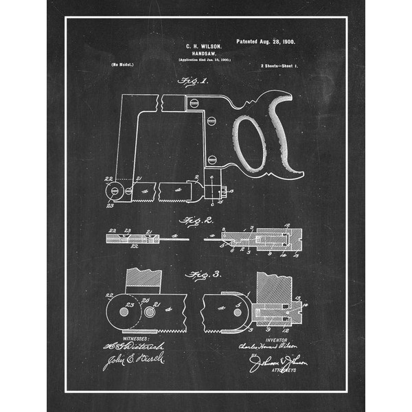Handsaw Patent Print Chalkboard with Border (11" x 14") M13944