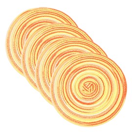 sourcing map 4 Pcs Round Woven Placemats, 7 Inch Braided Washable Placemat Heat Resistant Decorative Place Mat for Kitchen Dining Table Countertop, Gradient Yellow