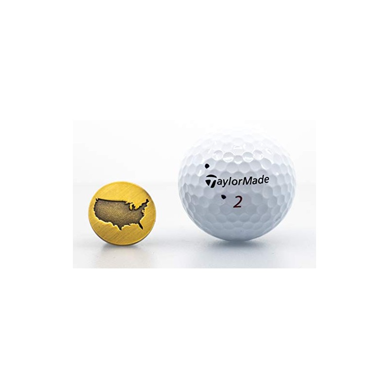 USA Silhouette Gold Magnetic Golf Ball Marker with Hat Clip