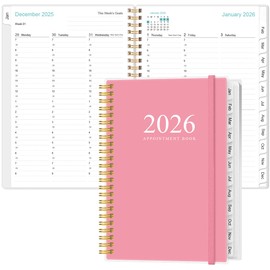 2026 Appointment Book & Planner - Hourly Planner from January 2026 -December 2026, Weekly Appointment Book 2026 with 30-Minute Interval, 6.4" x 8.5", Pink