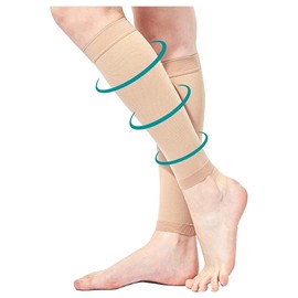 Compression Socks, Calf Support, Beautiful Legs, Graduated Compression, Standing Work, High Socks, Set of 2, Men's, Women's, Large Sizes, 2 Colors, 5 Sizes, beige