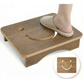 Y&M One Step Stool for Adults & Seniors, Waterproof HDPE Bedside Support Step Stool with Non-Slip Foot, 3.5" Heavy Duty Bed Step for High Beds, Bedroom, Office, Kitchen, Living Room – Light Brown