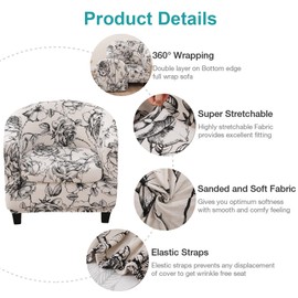 NILUOH Club Chair Slipcover 2 Piece Stretch Barrel Chair Covers Printed Tub Chair Slipcovers Soft Accent Armchair Sofa Protector for Living Room（Flowers 14）