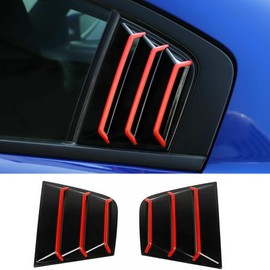 Neopaftu Rear Side Window Louvers Compatible with Dodge Charger 2011-2021 ABS 2PCS Air Vent Scoop Shades Cover Blinds (Glossy Black with Red Trim)