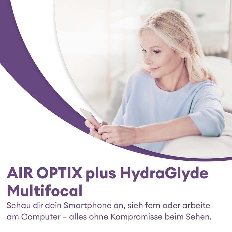 Air Optix plus HydraGlyde Multifocal Monatslinsen weich, 6 Stück, BC