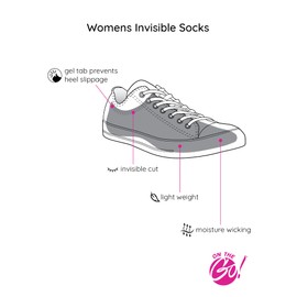 On The Go Women's Fashion Invisible No Show Socks (6 Pair/ 3 Pack) (Black), One Size (Q-03)