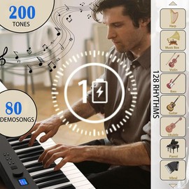88 Key Foldable Electronic Keyboard Piano, Semi-Weighted Electric Piano Digital Piano with Dual Mode, 200 Rhythms, 200 Tones and 80 Demos for Beginners Adults Christmas gift