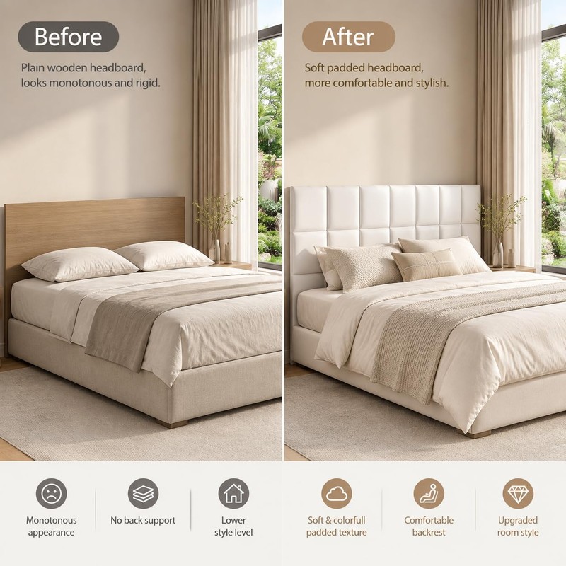 Antenat 3D Self-Adhesive Kids Headboard Padding, 4PK White 13.7"