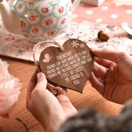 I’m lucky my friend is you | best friends wooden hanging heart | sentimental inspirational gift for cheer up women | friendship present uk | her girls woman