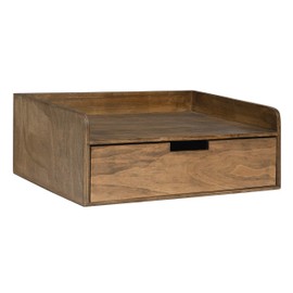 Kate and Laurel Kitt Floating Shelf Side Table with Drawer, Rustic Brown