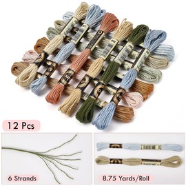 CABODYALS 12 Skeins 96M Embroidery Floss Thread Variegated Cross Stitch 6 Ply Gradient Colour Friendship Bracelet String Threads for Jewelry Making Bracelet Knitting Stitching Craft Supply