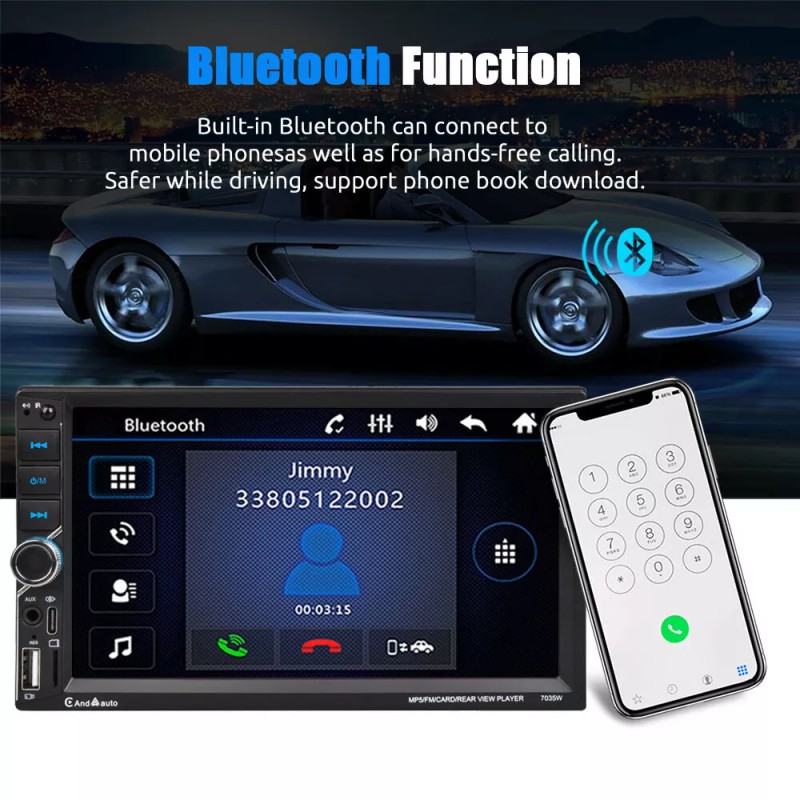 ESSGOO 7" Car Stereo Wireless Apple Carplay Radio Bluetooth 2