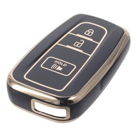 Soft TPU Key Fob Cover for Toyota 3-Button Key Fob Cover Case Gold Edge Design Car Key Case Protector Cover Car Accessories for Toyota 4Runner 2016-2024 RAV4 Camry Prado