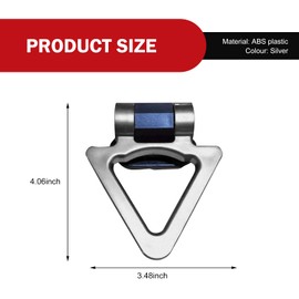 Diamall Car Triangle Shaped Tow Hook Decorations, Car Bumper V Shape Racing Style Trailer Hook Sticker, ABS Self-Adhesive Trailer Towing Hook Charms, Cars Exterior Accessories, Only Decor (Silver)
